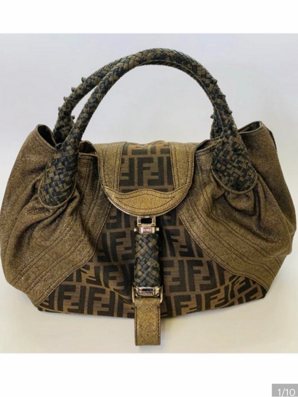 Fendi Spy Bag Brown FF Canvas and Leather Shoulder Bag